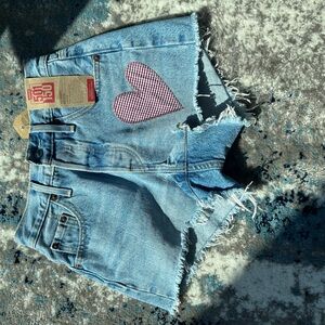Levi's Light Blue Jean Shorts with Pink Heart Patch
